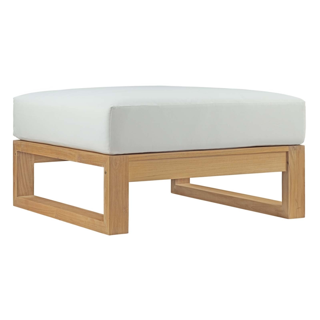Modway Upland Outdoor Patio Teak Ottoman in Natural White - image 1 of 4