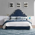 thumbnail image 1 of Modway Valentina Queen Tufted Nailhead Performance Velvet Platform Bed in Navy, 1 of 5