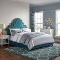 thumbnail image 1 of Modway Valentina Queen Tufted Nailhead Performance Velvet Platform Bed in Sea Blue, 1 of 5
