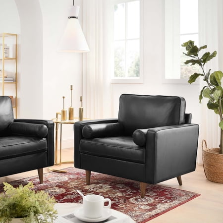 Modway Valour Leather Armchair in Black