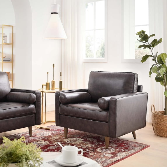 Modway Valour Leather Armchair in Brown