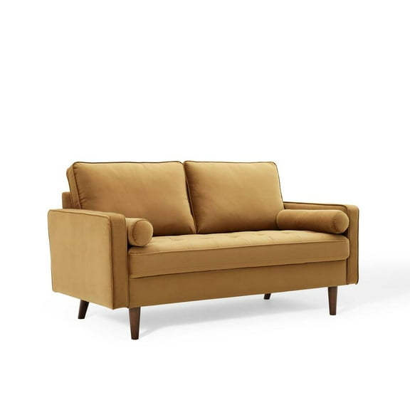 Modway Valour Performance Velvet Loveseat in Cognac
