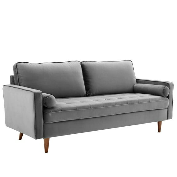 Modway Valour Performance Velvet Sofa in Gray
