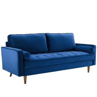 Modway Valour Modern Style Performance Velvet Sofa in Navy Finish