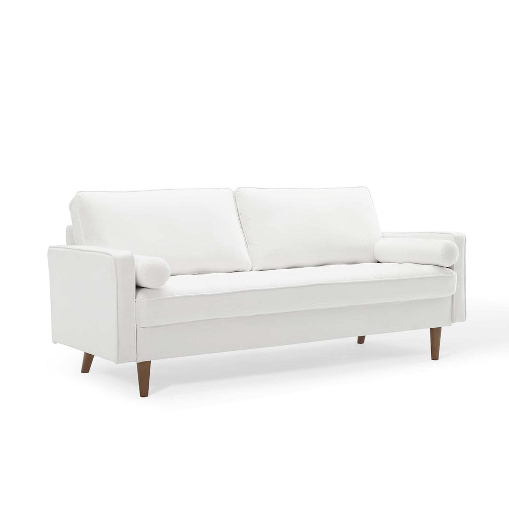 Modway Valour Modern Style Performance Velvet Sofa in White Finish