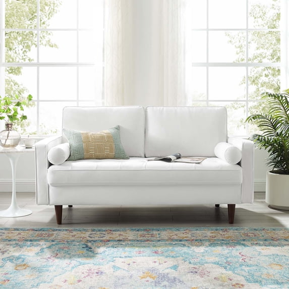Modway Valour Performance Velvet Loveseat in White