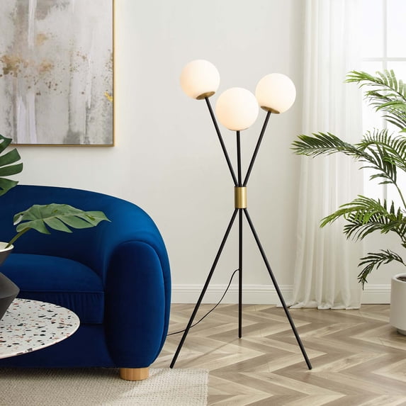 Modway Vera 3-Light Floor Lamp in Black