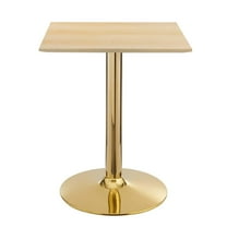 Modway Verne 24" Square Modern Wood & Metal Dining Table in Natural/Gold