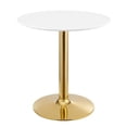 thumbnail image 1 of Modway Verne 28" Round Modern Wood & Metal Dining Table in White/Gold, 1 of 6