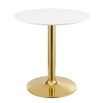 Modway Verne 28" Round Modern Wood & Metal Dining Table in White/Gold