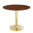 thumbnail image 1 of Modway Verne 35" Round Modern Wood & Metal Dining Table in Walnut/Gold, 1 of 6