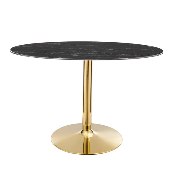 Modway Verne 48" Modern Artificial Marble & Metal Dining Table in Black/Gold
