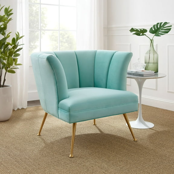 Modway Veronica Channel Tufted Performance Velvet Armchair in Mint