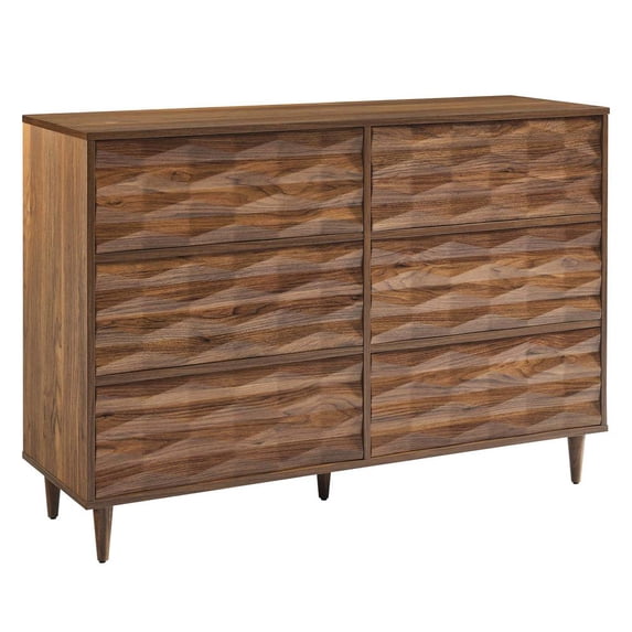 Modway Vespera Mindi Wood 6-Drawers Bedroom Dresser in Walnut