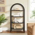 thumbnail image 1 of Vexley 60 Inch Wide Arched Bookshelf in Black, 1 of 9