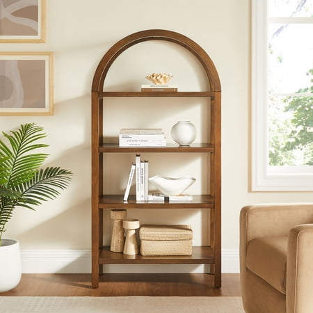 Vexley 60 Inch Wide Arched Bookshelf in Walnut