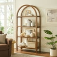 thumbnail image 1 of Vexley 72 Inch Large Arched Bookshelf in Walnut, 1 of 9