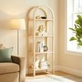 thumbnail image 1 of Vexley 72 Inch Tall Narrow Arched Bookshelf in Natural, 1 of 9