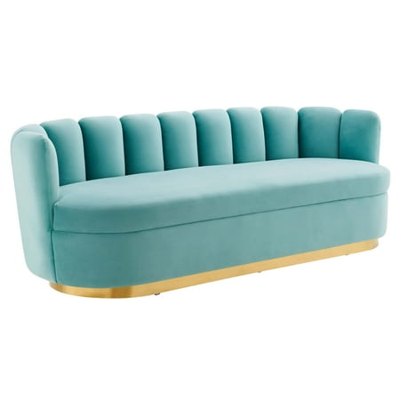 Victoria Channel Tufted Performance Velvet Sofa, Mint