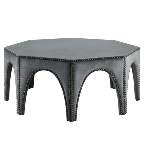 Modway Victory Modern Performance Velvet Ottoman in Gray/Black