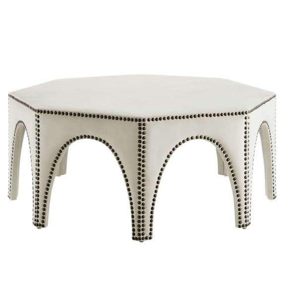 Modway Victory Modern Performance Velvet Ottoman in Ivory/Black