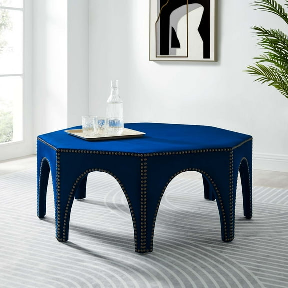 Modway Victory Performance Velvet Ottoman in Navy