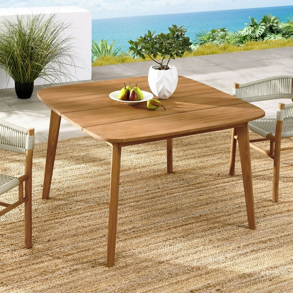 Modway Vienna 46" Square Outdoor Patio Teak Wood Dining Table in Natural