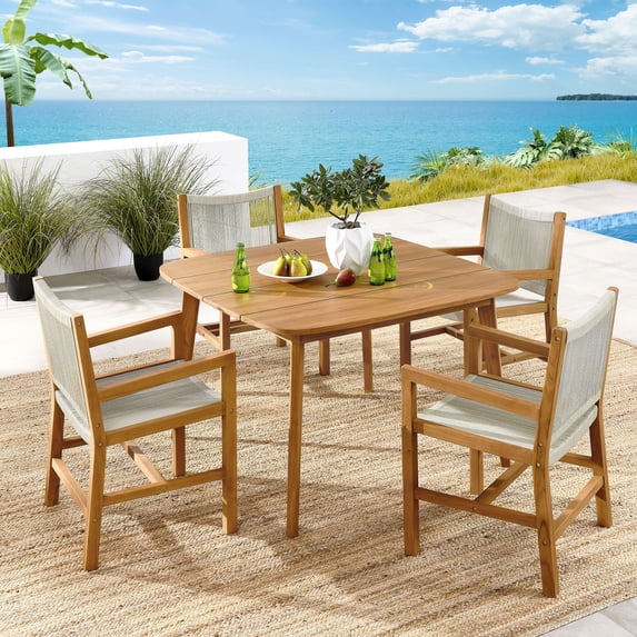 Vienna 5-Piece Dining Set with Armchairs in Natural Natural
