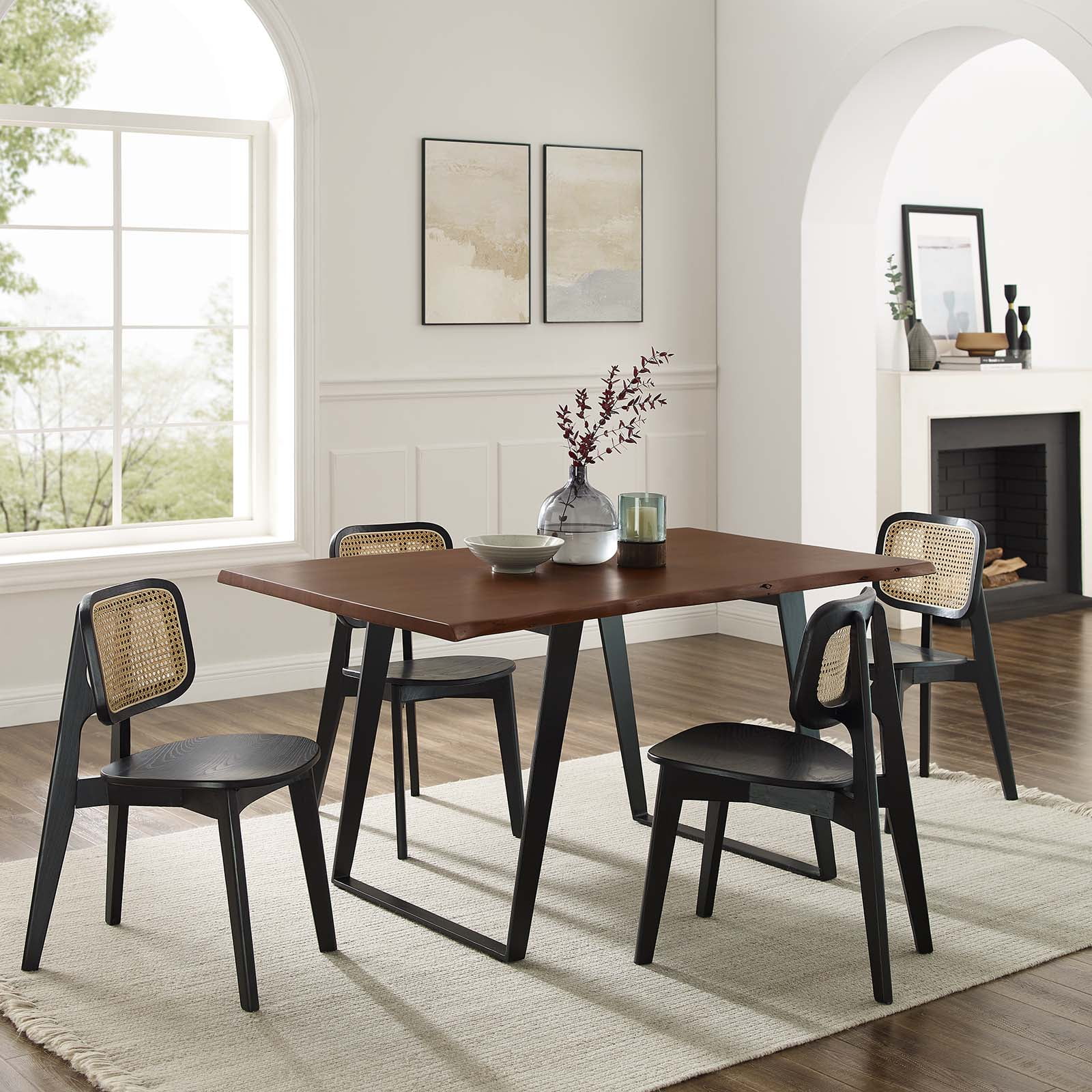 Sable Edge 60" Acacia Wood Rectangular Dining Table with Metal U-Legs