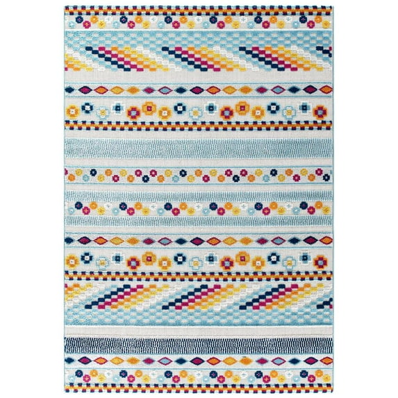 Modway Reflect Cadhla Vintage Abstract Geometric Lattice 8x10 Indoor and Outdoor Area Rug in Multicolored
