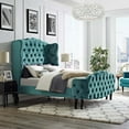 thumbnail image 1 of Modway Violette Queen Tufted Wingback Performance Velvet Platform Bed - Sea Blue, 1 of 7