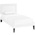 thumbnail image 1 of Modway Virginia Faux Leather Twin Platform Panel Bed in White, 1 of 5