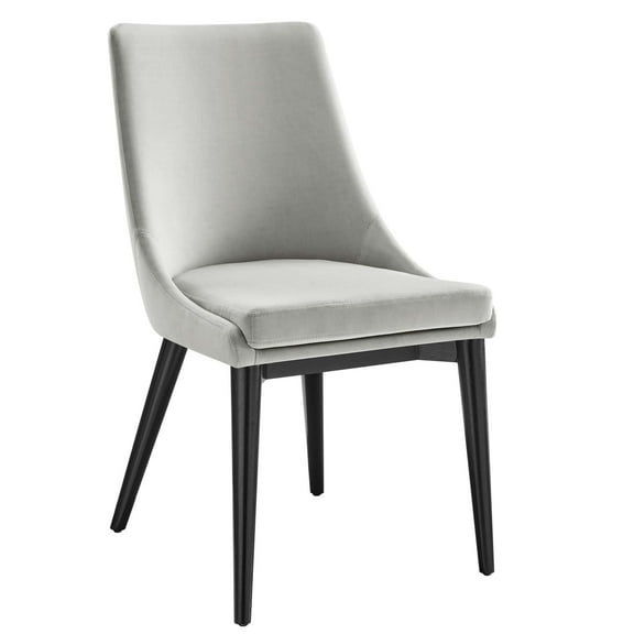 Modway Viscount 19" Modern Performance Velvet Dining Chair in Black/Light Gray