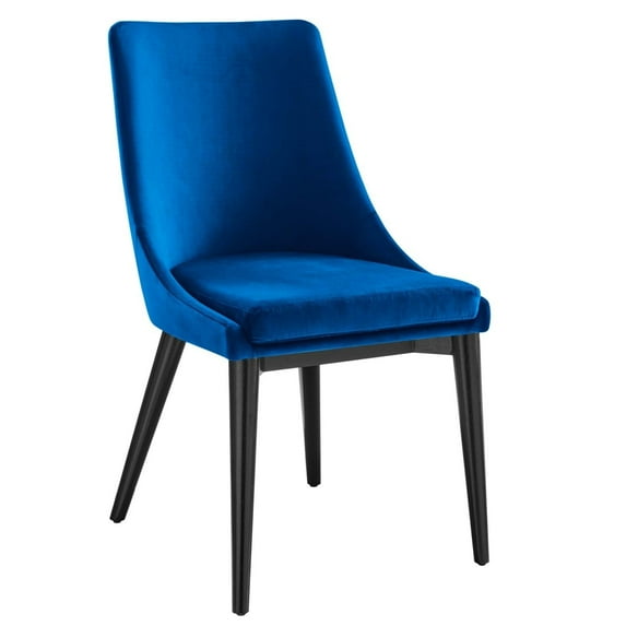 Modway Viscount 19" Modern Performance Velvet Dining Chair in Black/Navy