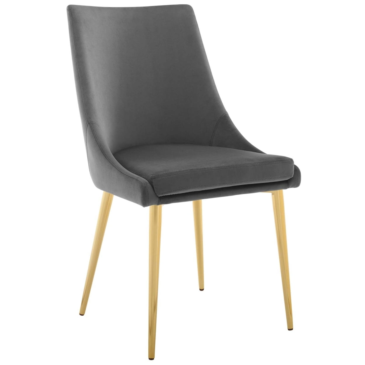 Luxe Gray Velvet Upholstered Dining Chair with Gold Metal Legs