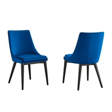 Modway Viscount 19" Modern Performance Velvet Dining Chair in Navy (Set of 2)