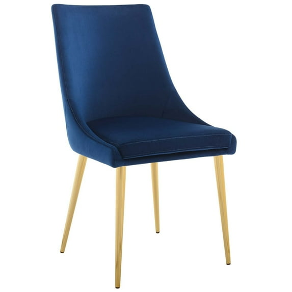 Modway Viscount 19" Modern Performance Velvet Dining Chair in Navy