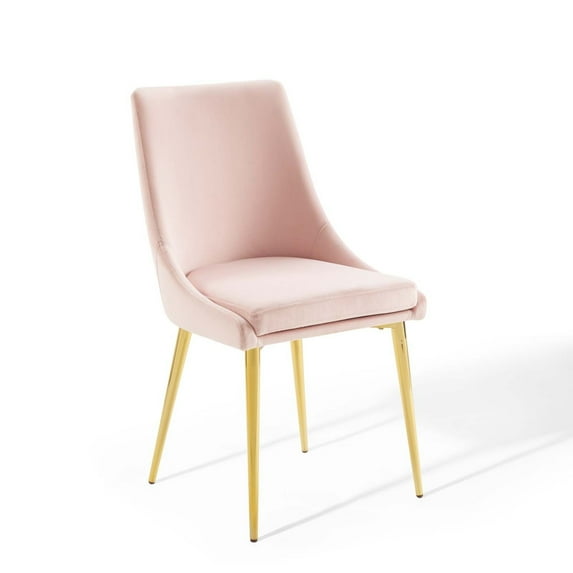Modway Viscount 19" Modern Performance Velvet Dining Chair in Pink