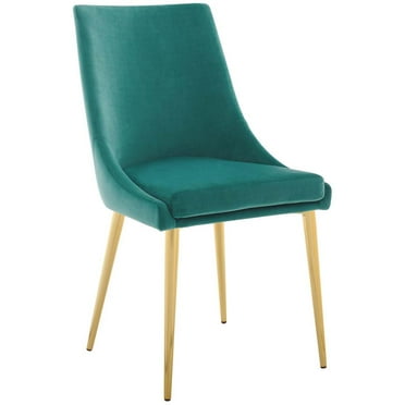 Modway Viscount 19" Modern Performance Velvet Dining Chair in Teal Blue