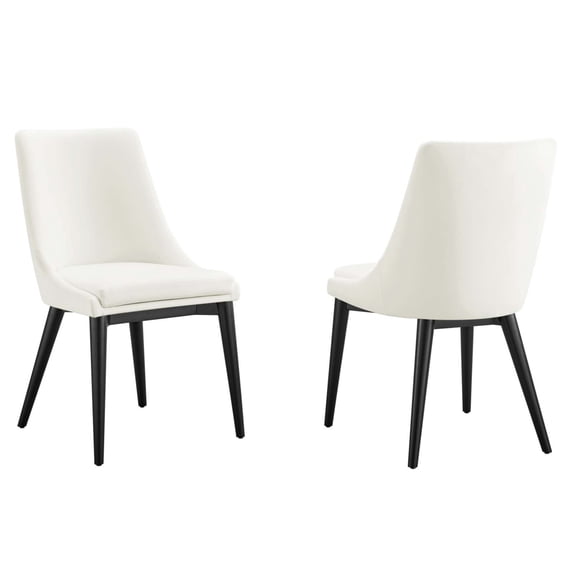 Modway Viscount 19" Modern Performance Velvet Dining Chair in White (Set of 2)