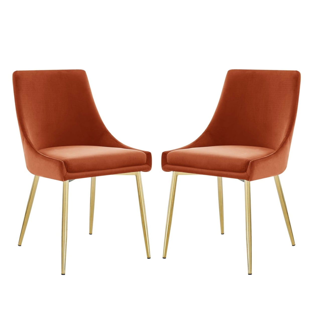 Gold Orange Luxe Velvet & Gold Metal Parsons Side Chair