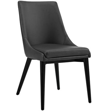 Modway Viscount 19" Solid Rubberwood and Vegan Leather Dining Chair in Black