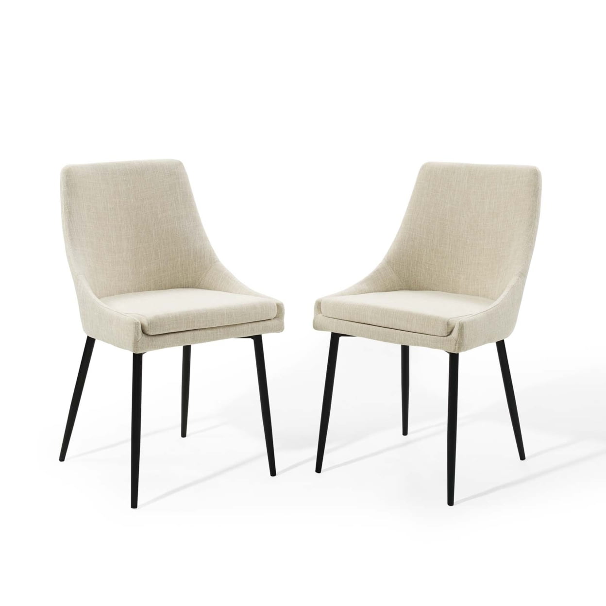 Viscount Vintage Modern Black Beige Velvet Dining Chair Set of 2