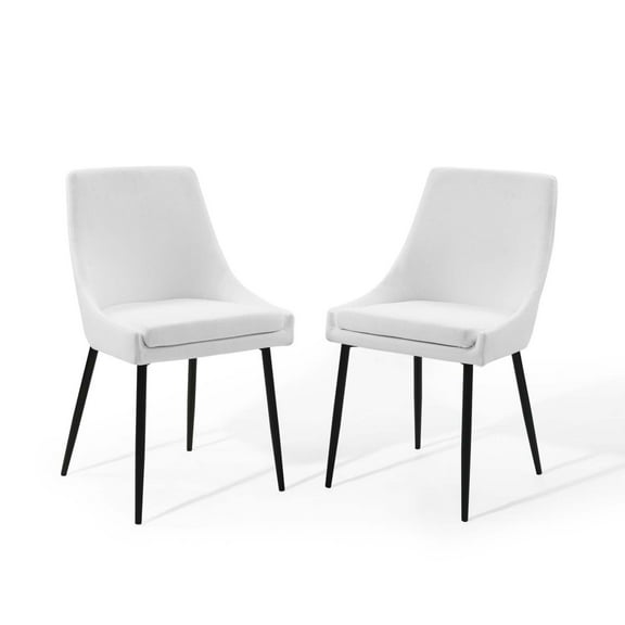 Modway Viscount Upholstered Fabric Dining Chairs - Set of 2 in Black White