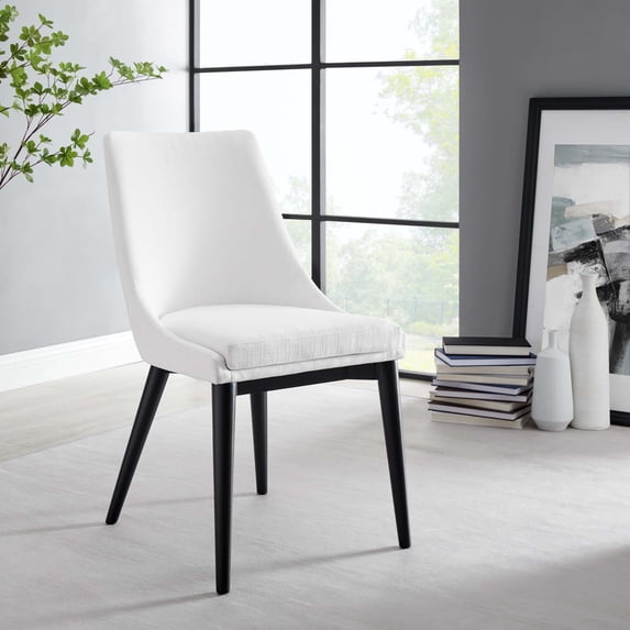 Modway Viscount Polyester Fabric and Solid Wood Dining Chair in White