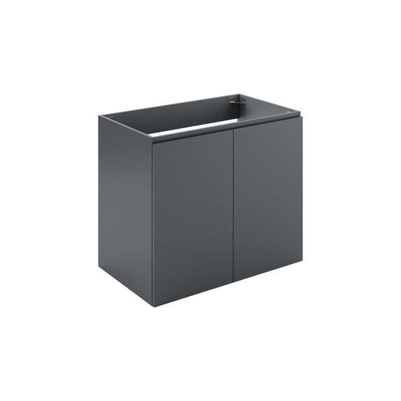 Modway Vitality 29.5" Plastic and Wood Wall-Mount Bathroom Vanity in Gray