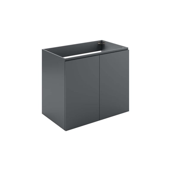 Modway Vitality 29.5" Plastic and Wood Wall-Mount Bathroom Vanity in Gray