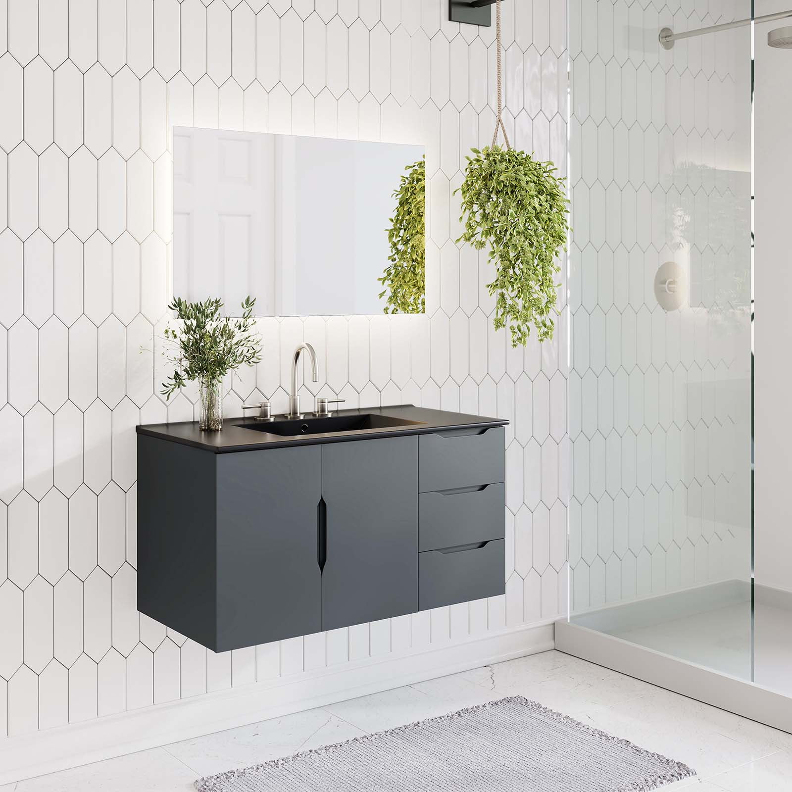 Modway Vitality 36" Bathroom Vanity Cabinet (Sink Basin Not Included) in Gray
