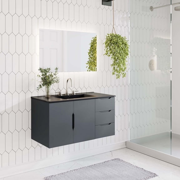 Modway Vitality 36" Bathroom Vanity Cabinet (Sink Basin Not Included) in Gray