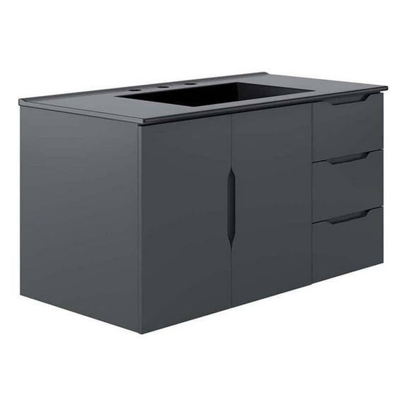 Modway Vitality 36" Bathroom Vanity in Gray Black